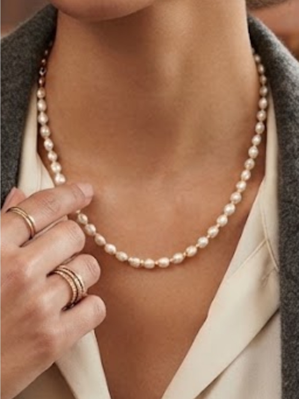 18KT Gold and Cultured Pearl Bead Necklace